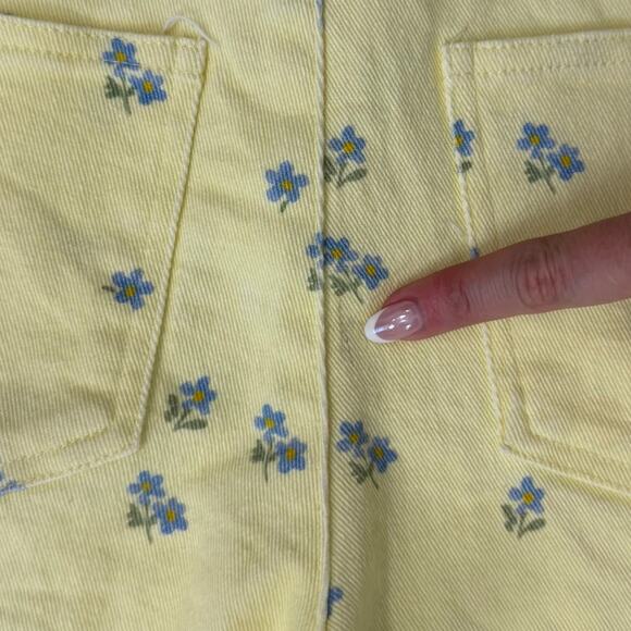 Princess Polly Butter Yellow Blue Ivy Floral High Waist Stretch Jeans Pants Sz S - Picture 8 of 11
